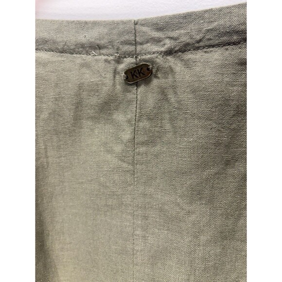 Kendal + Kylie Cropped Top Womens Linen Blend Green Balloon Lagenlook Boho Sz M - Picture 10 of 13